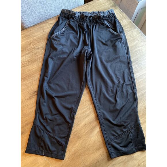 Under Armour Women XS Heat Gear Capris Jogger Loose Athletic Capris Black Gray - Picture 1 of 5